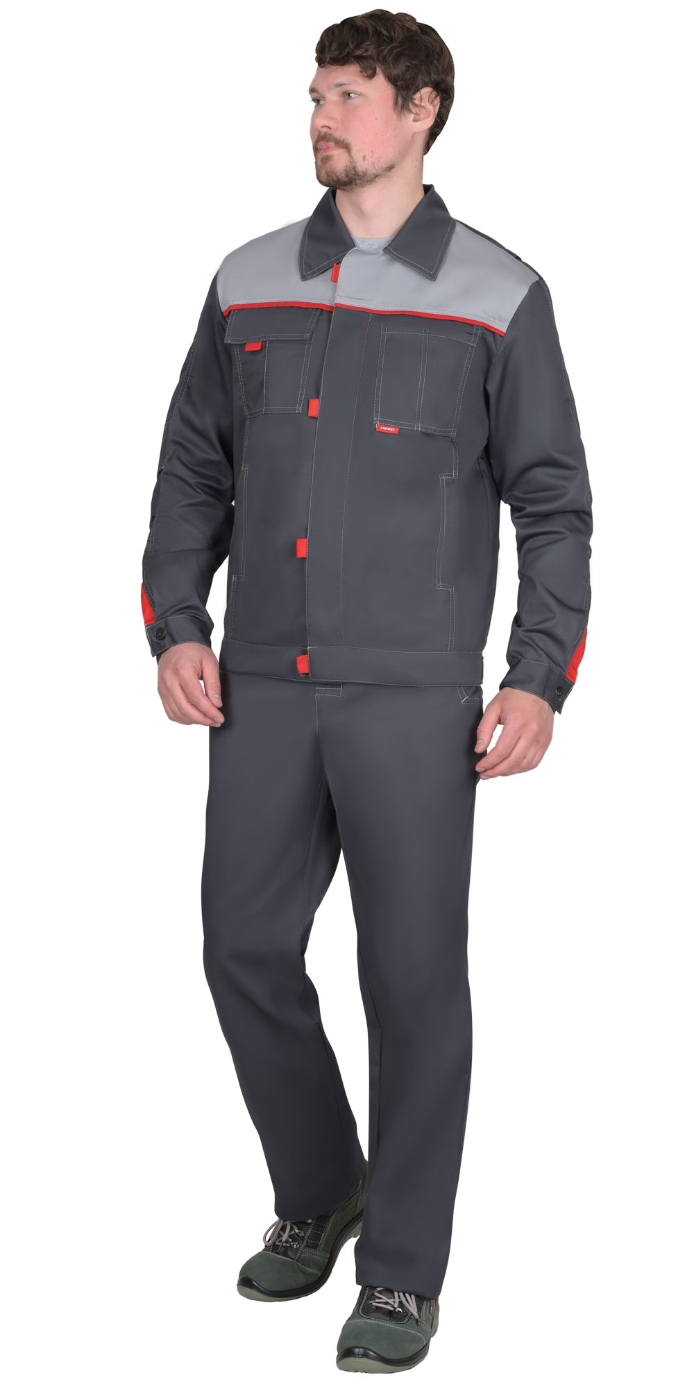  Куртка "ФАВОРИТ-РОСС" темно-серая со светло-серым и красным