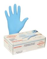 Перчатки "Нитртон+", только упак.50 пар(нитрил, голуб., пудра, толщ.0,12мм,дл.245мм.) р.S,M,L,XL
