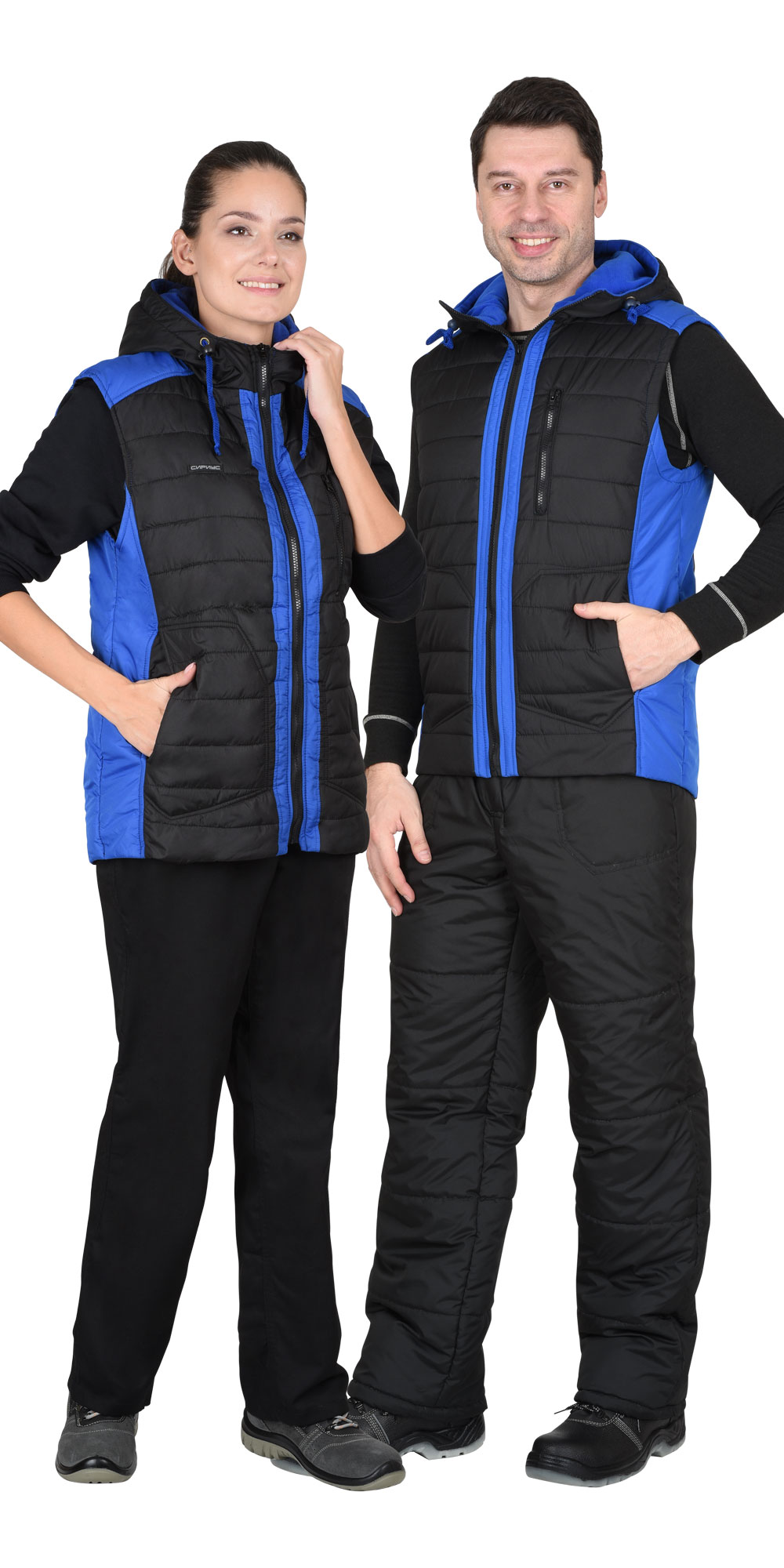  Жилет "Урбан" черный с васильковым