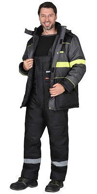  Костюм "НОРД ДВ" куртка, п/к, черная с т-серым и СОП