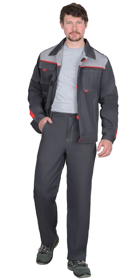  Костюм "ФАВОРИТ-РОСС" куртка, брюки темно-серый со светло-серым и красным