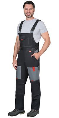  Полукомбинезон "ФАВОРИТ-РОСС" темно-серый со светло-серым и красным