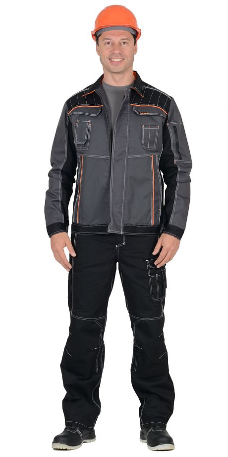  Куртка "Престиж" кор.,т.серая с оранжевым кантом