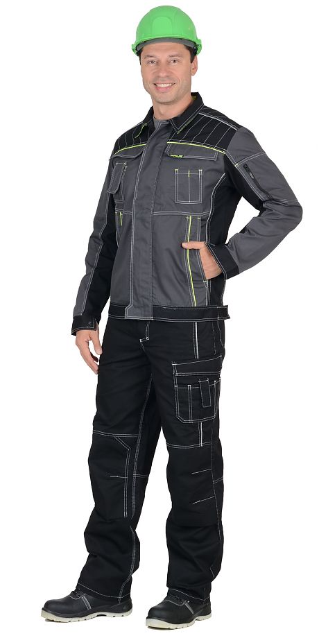  Куртка "Престиж" кор., т.серая с лимонным кантом