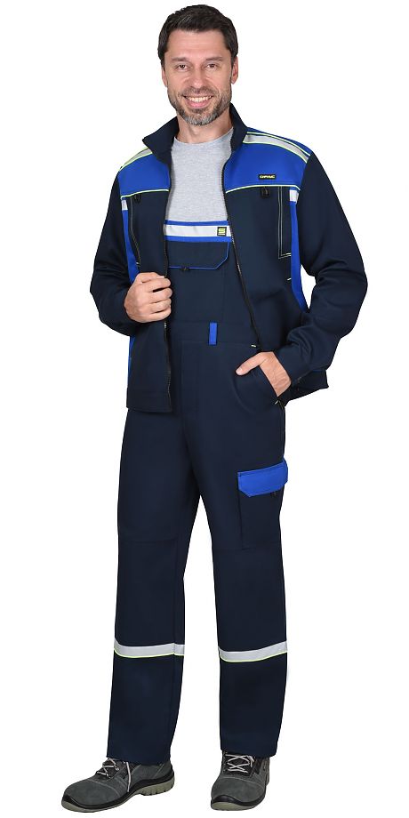  Костюм "Практик-Люкс-Росс" куртка, п/к т.синий с васильк. 80% х/б, МВО пл. 260 г/кв.м