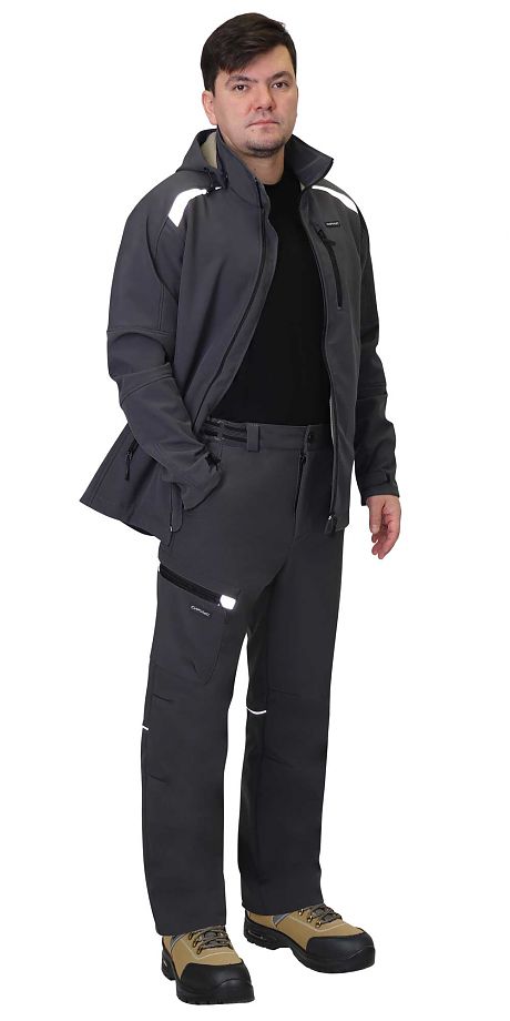  Костюм "Спейс" куртка, брюки, софтшелл т.серый