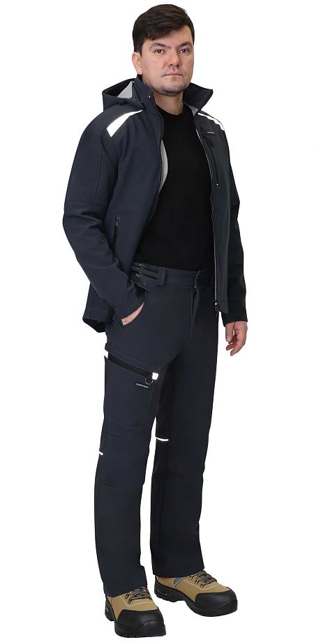  Костюм "Спейс" куртка, брюки, софтшелл сине-серый
