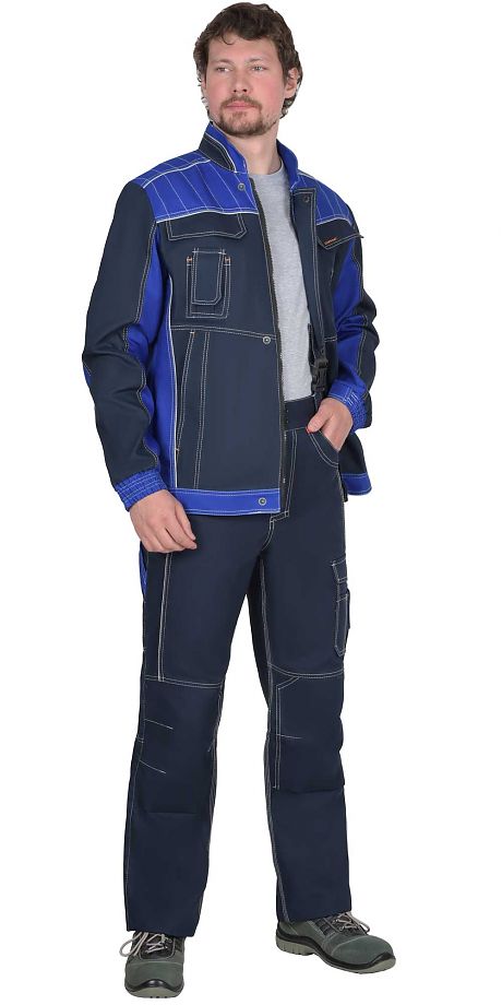  Костюм "Престиж-Люкс" куртка, брюки синий с васильк. пл. 280 г/кв.м