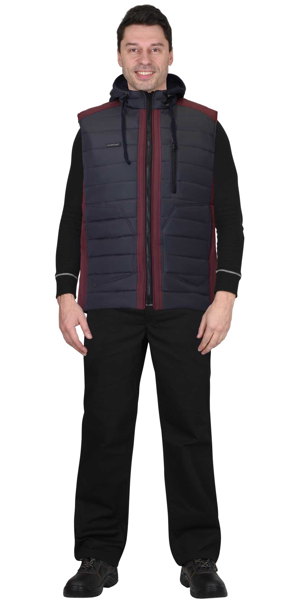  Жилет "Урбан" сине-серый с бордовым (ЧЗ) тк. Дюспо