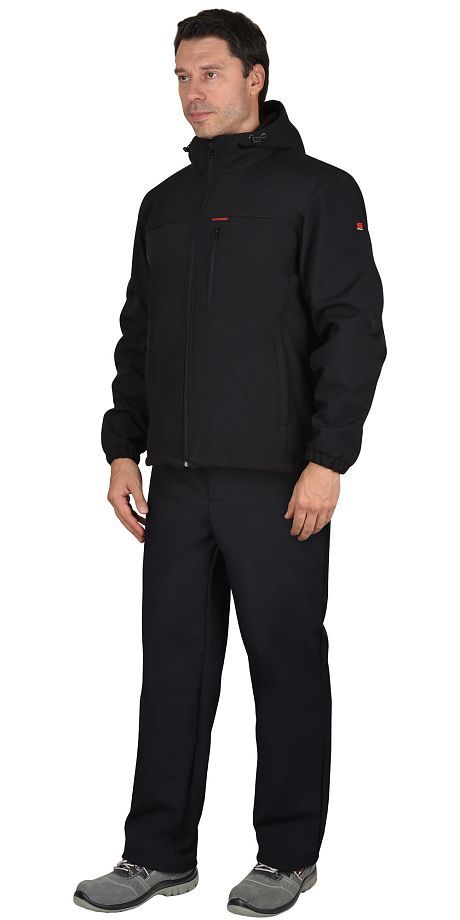  Костюм "Азов" с капюшоном черный софтшелл пл 350 г/кв.м