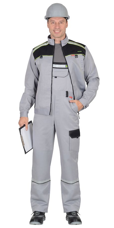  Костюм "ПРАКТИК" куртка, п/к св. серый с черным