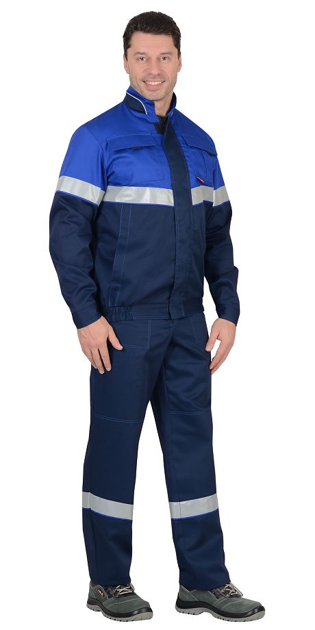  Костюм "НАВИГАТОР-РОСС" куртка, п/к синий с васильковым и СОП