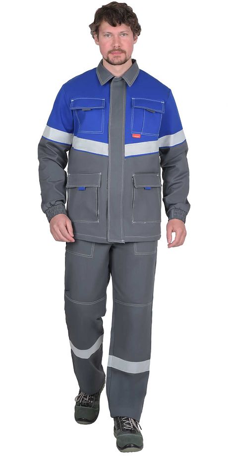  Куртка "Самотлор" дл., серый с васильк. 80% х/б 20% п/э антистат. нить МВО