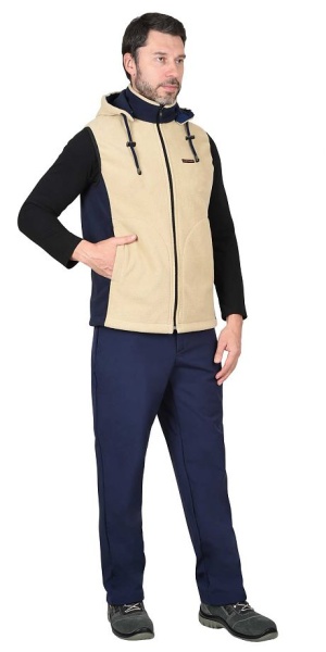  Жилет "Техно" (флис дублированный) бежевый с синим