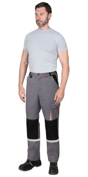  Брюки "СТАН" ср-серые с черной и красной отделкой