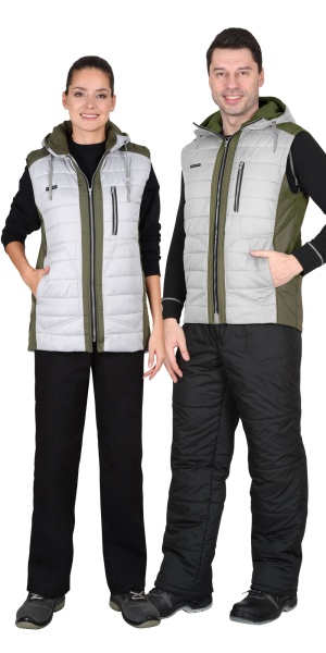  Жилет "Урбан" жемчужный с оливковым