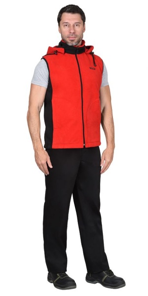  Жилет "Техно" (флис дублированный) красный с черным