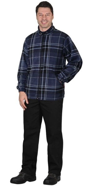  Куртка флисовая рисунок синий (клетка) (распродажа)