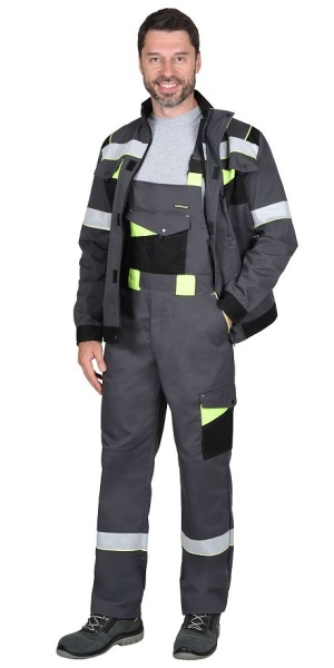  Костюм «ХОВАРД» куртка, полукомбинезон темно-серый с черным и лимонным кантом СОП 50 мм