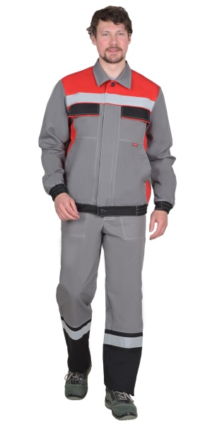  Куртка 4120 средне-серая с красным и СОП