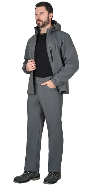  Костюм "Азов" с капюшоном серый софтшелл пл 350 г/кв.м