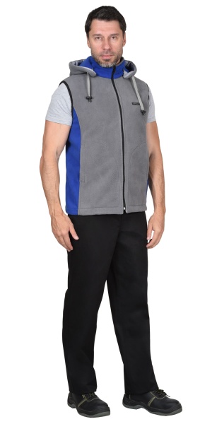  Жилет "Техно" (флис дублированный) серый с васильковым (ЧЗ)