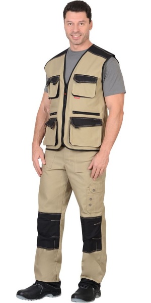  Жилет "ВЕСТ-ВОРК" бежевый с черным пл. 275 г/кв.м