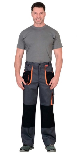  Брюки "МАНХЕТТЕН" т.серый с оранж. и черным тк. мех. стрейч пл. 250 г/кв.м