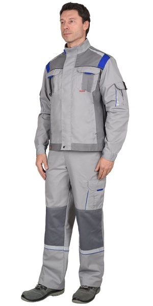  Куртка "СТАН" св.серая со ср.серым и васильковым