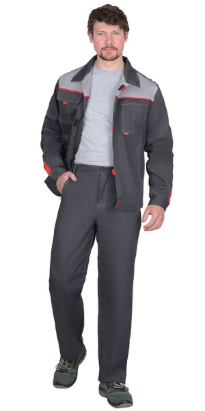  Костюм "ФАВОРИТ-РОСС" куртка, брюки темно-серый со светло-серым и красным