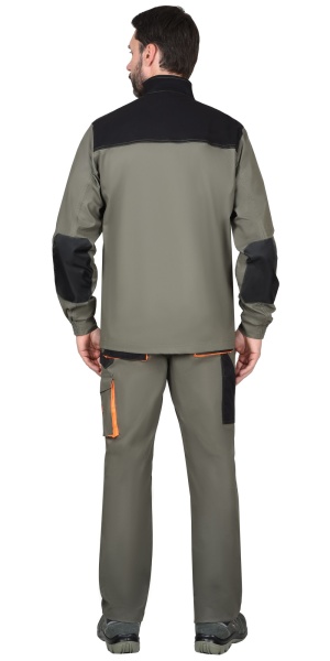 Купить Костюм "МАНХЕТТЕН" куртка, брюки оливковый с оранжевым и чер. тк. мех. стрейч пл 260 г/кв.м от 31605.00  тенге