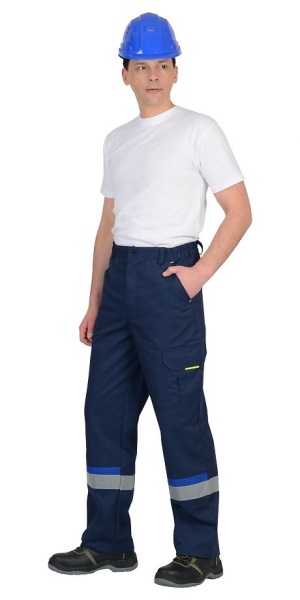  Брюки "БОСТОН"  т. синий с васильковым