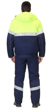 Купить Костюм "СИРИУС-НАВИГАТОР" зимний: куртка кор., п/к, синий с лимонным и СОП от 24880.00  тенге