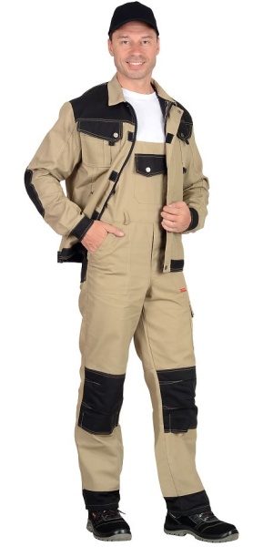  Костюм летний "Вест-Ворк" куртка кор., п/к бежевый с черным пл. 275 г/кв.м