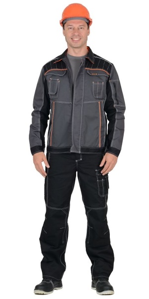  Куртка "Престиж" кор.,т.серая с оранжевым кантом