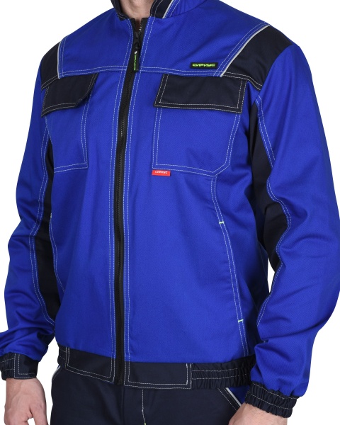 Купить Костюм "СИРИУС-Карат" куртка, брюки васильковый с синим 80% х/б, МВО пл. 255 г/кв.м от 12810.00  тенге