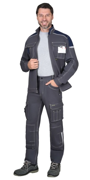  Костюм "ДЖЕТ" куртка, брюки т-серый с синим тк. мех. стрейч с ВО