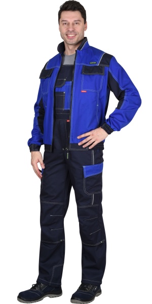 Купить Костюм "СИРИУС-Карат" куртка, п/к васильковый с синим 80% х/б, МВО пл. 255 г/кв.м от 14551.00  тенге