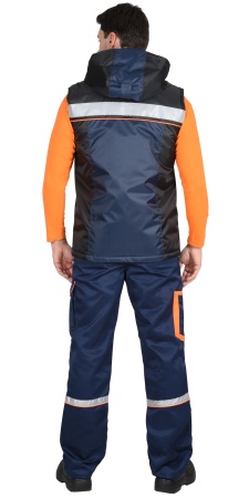 Купить Жилет "Практик" мужской  синий с черным, с капюшоном (ЧЗ) от 4460.00  тенге