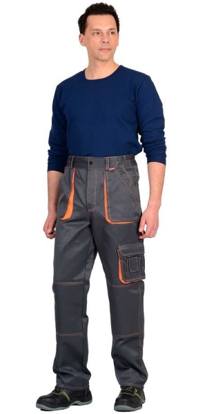  Брюки "CROWN" т.серый с оранжевым