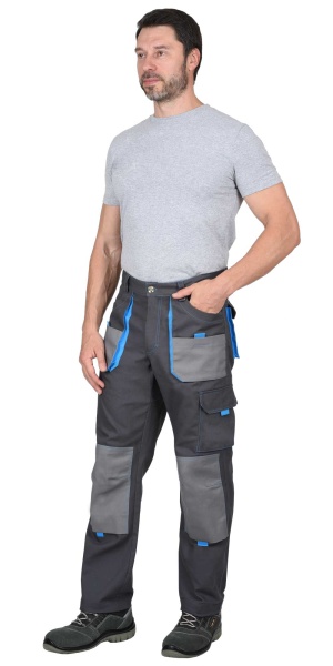  Брюки "Двин" т.серые со средне серым и голубой отделкой