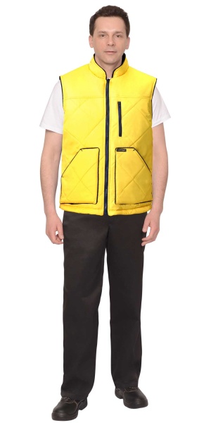  Жилет "ЕВРОПА" удлиненный (на подкладке флис синий) желтый (ЧЗ) тк. Дюспо