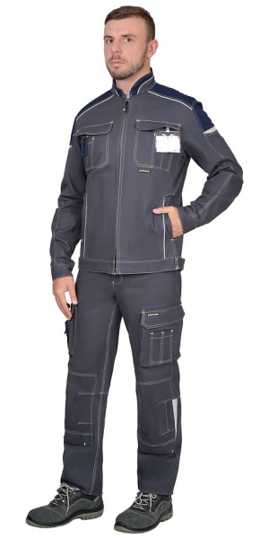  Куртка "ДЖЕТ" короткая, т.серая с синим тк. мех. стрейч с ВО