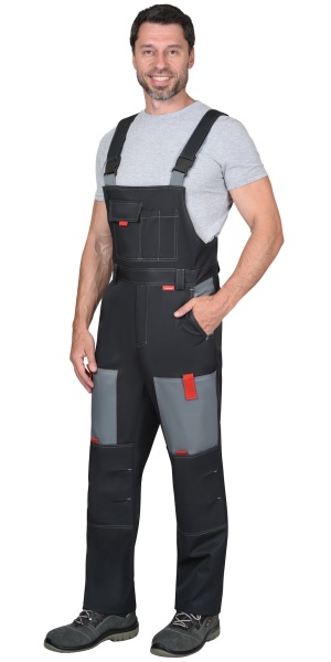  Полукомбинезон "ФАВОРИТ-РОСС" темно-серый со светло-серым и красным