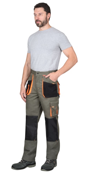 Купить Костюм "МАНХЕТТЕН" куртка. брюки оливковый с оранжевым и чер. тк. мех. стрейч пл 260 г/кв.м от 30906.00  тенге