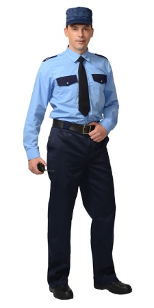 Купить Рубашка Охранника дл. рукав (тк. Вега) голубая с т.синим от 6956.00  тенге