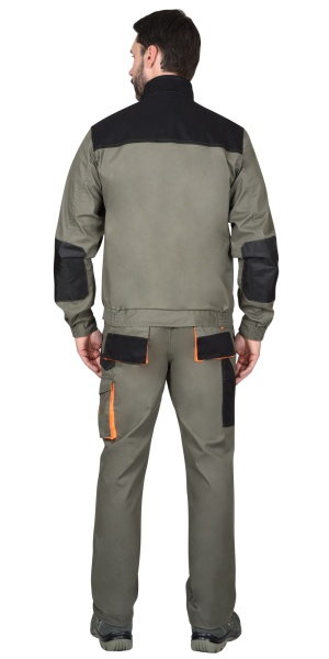 Купить Костюм "МАНХЕТТЕН" куртка. брюки оливковый с оранжевым и чер. тк. мех. стрейч пл 260 г/кв.м от 30906.00  тенге