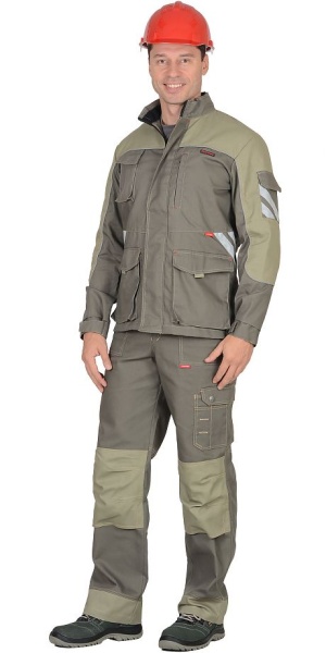  Костюм "Вест-Ворк" куртка дл, п/к т.оливковый со св.оливковым пл. 275 г/кв.м