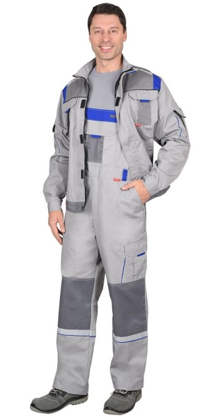  Костюм "СТАН" куртка, п/к св.серый со ср.серым и васильковм