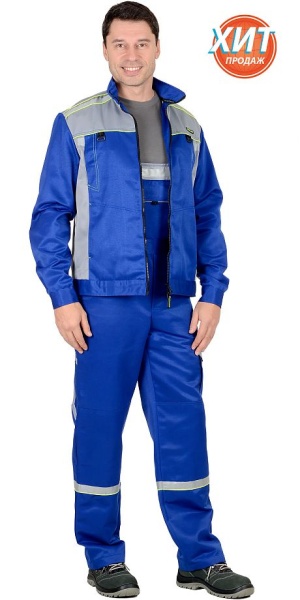  Костюм "ПРАКТИК" куртка, п/к васильковый со св.серым